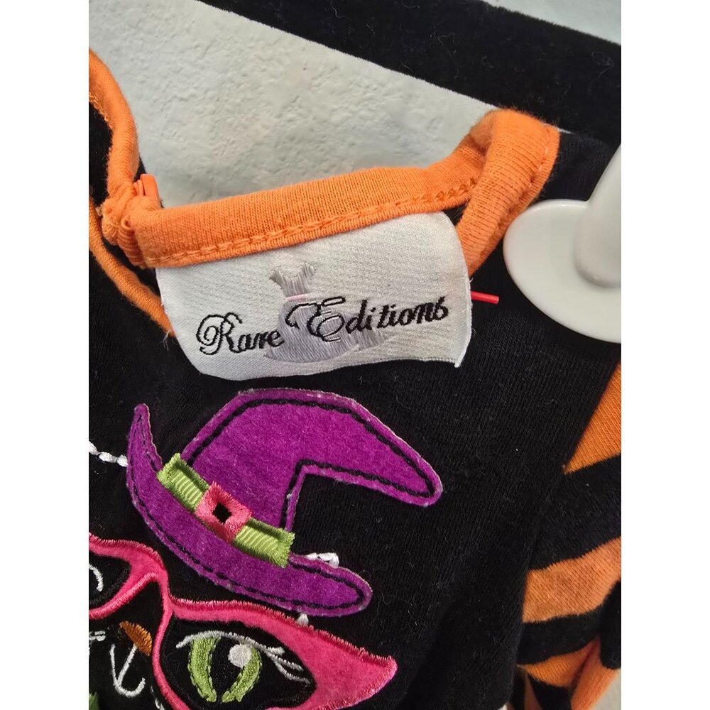 Baby Halloween Outfit 0-3M By Rare Editions With Black Cat & Witch Hat Design Or - Picture 2 of 3